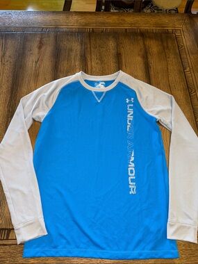 Under Armour Blue Performance Long-Sleeve Shirt with Light Gray Sleeves
